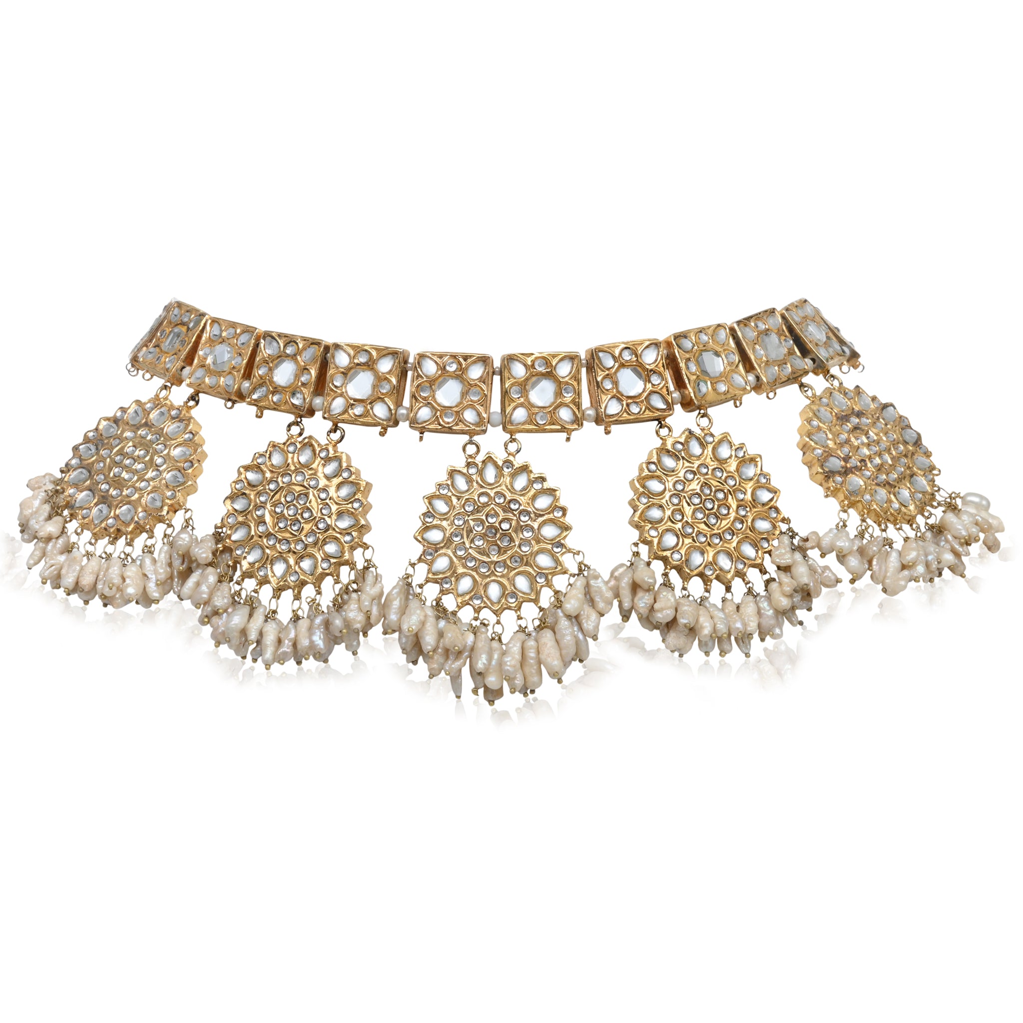 KUNDAN FIVE PENDANT CHOKER (4834085601411)